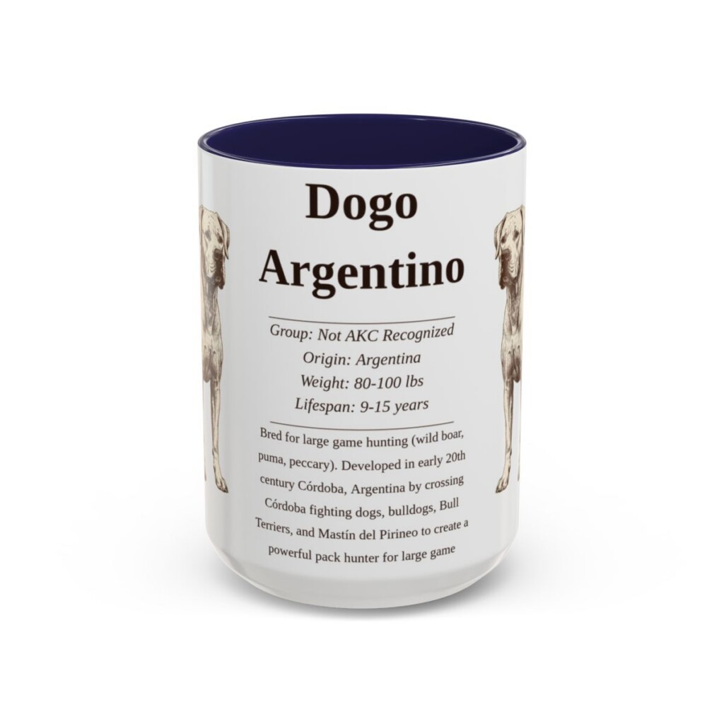 15oz Dogo Argentino Mug, Navy, front view