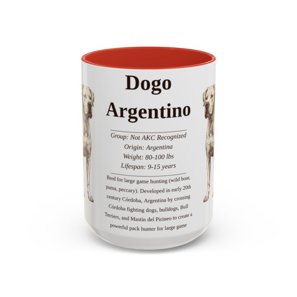15oz Dogo Argentino Mug, Red, front view
