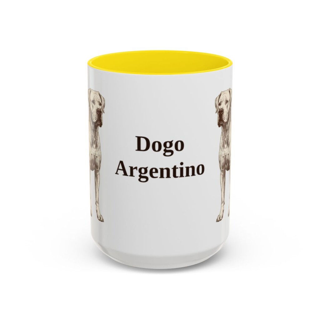 15oz-dogo-argentino-mug-yellow 15oz Dogo Argentino Mug, Yellow, front view