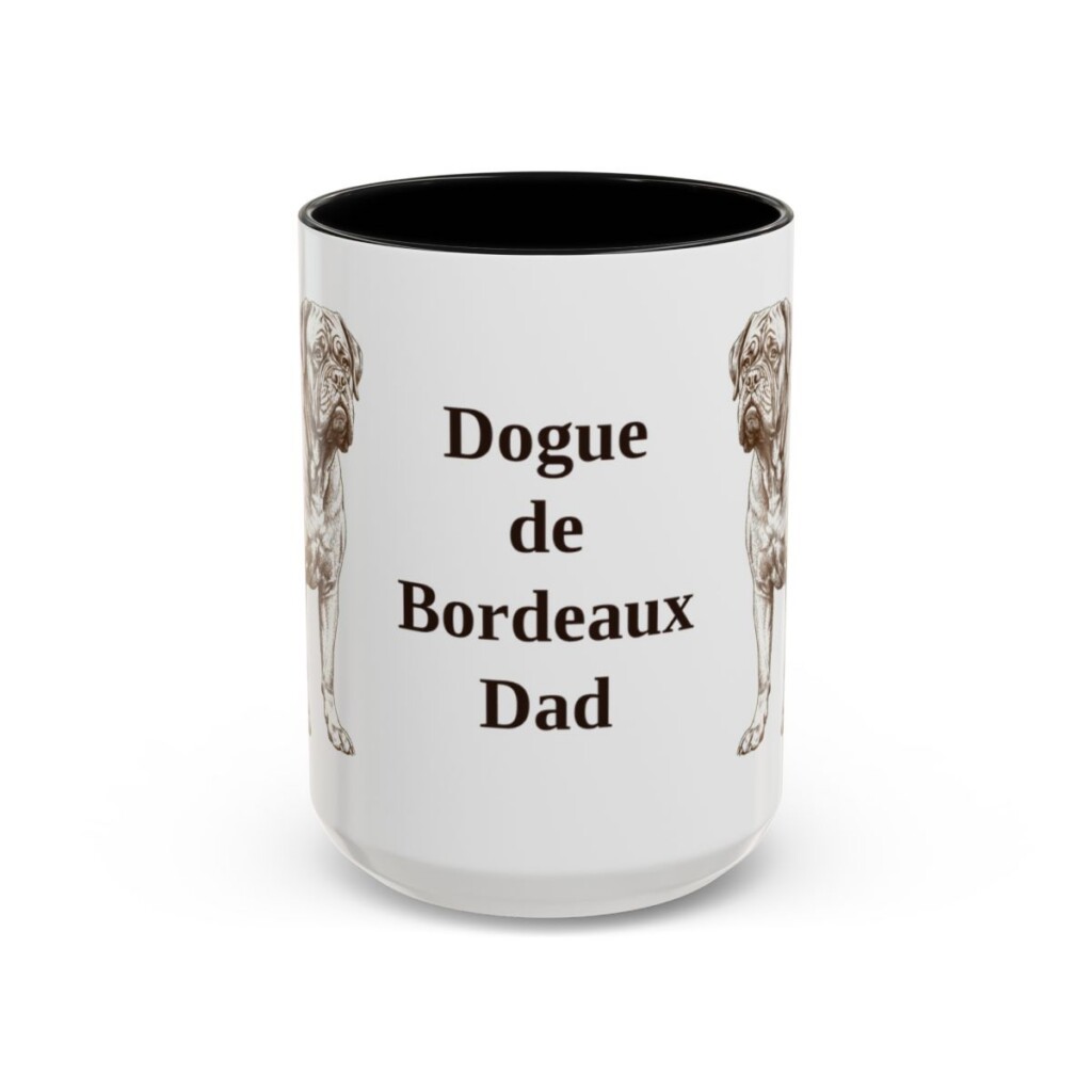 15oz Dogue de Bordeaux Dog Dad Mug, Black, front view