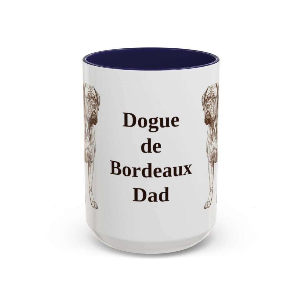 15oz Dogue de Bordeaux Dog Dad Mug, Navy, front view