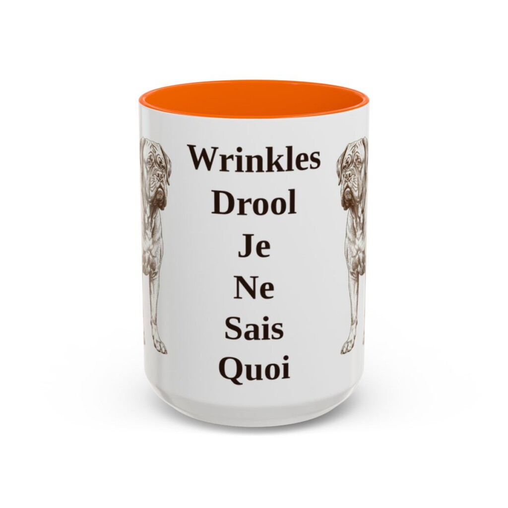 15oz-dogue-de-bordeaux-mug-humor-orange 15oz Funny Dogue de Bordeaux Mug, Orange, front view