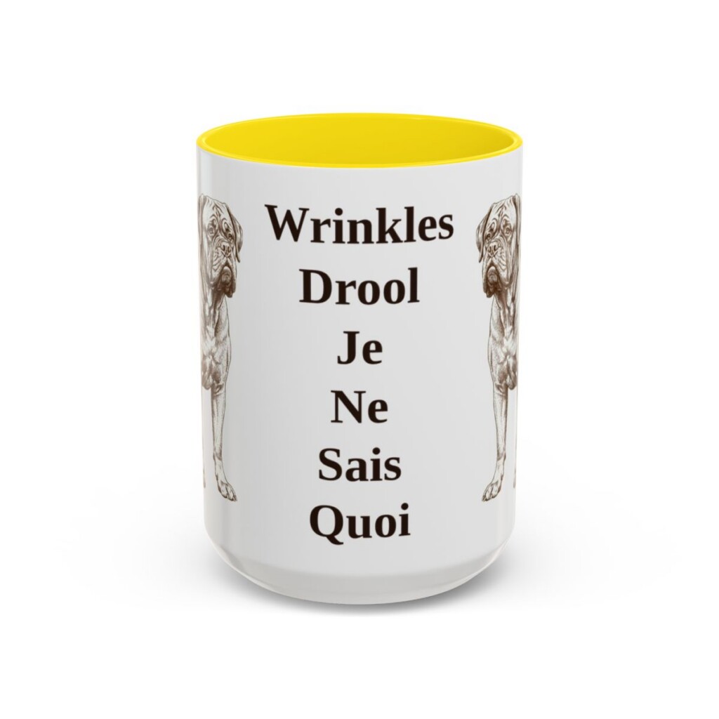 15oz-dogue-de-bordeaux-mug-humor-yellow 15oz Funny Dogue de Bordeaux Mug, Yellow, front view