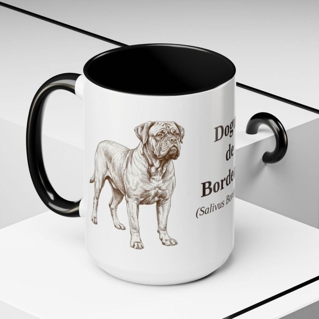 15oz Dogue de Bordeaux Latin Mug, Black, lifestyle photo
