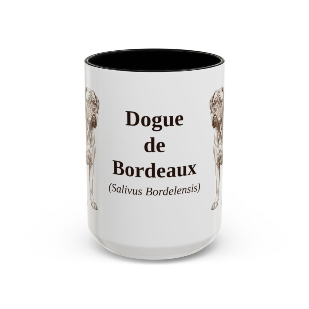 15oz Dogue de Bordeaux Latin Mug, Black, front view