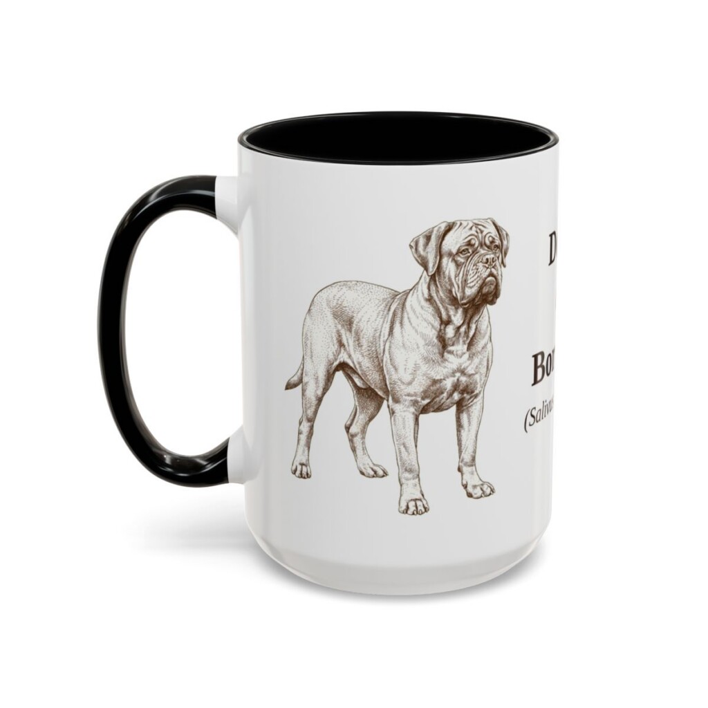 15oz Dogue de Bordeaux Latin Mug, Black, left side view