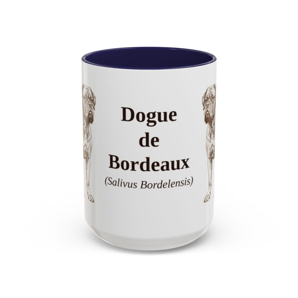 15oz Dogue de Bordeaux Latin Mug, Navy, front view