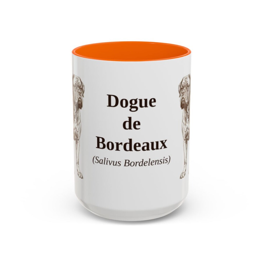 15oz Dogue de Bordeaux Latin Mug, Orange, front view