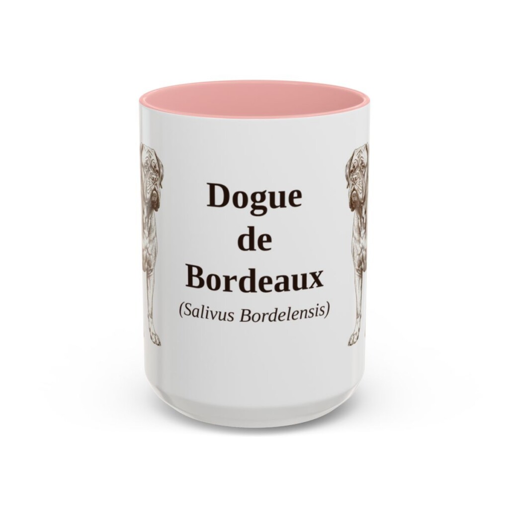 15oz Dogue de Bordeaux Latin Mug, Pink, front view
