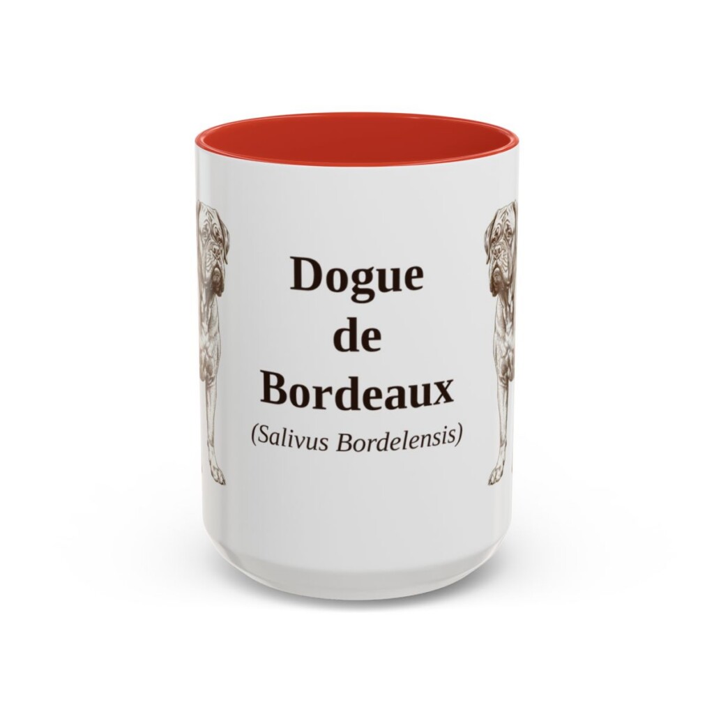 15oz Dogue de Bordeaux Latin Mug, Red, front view