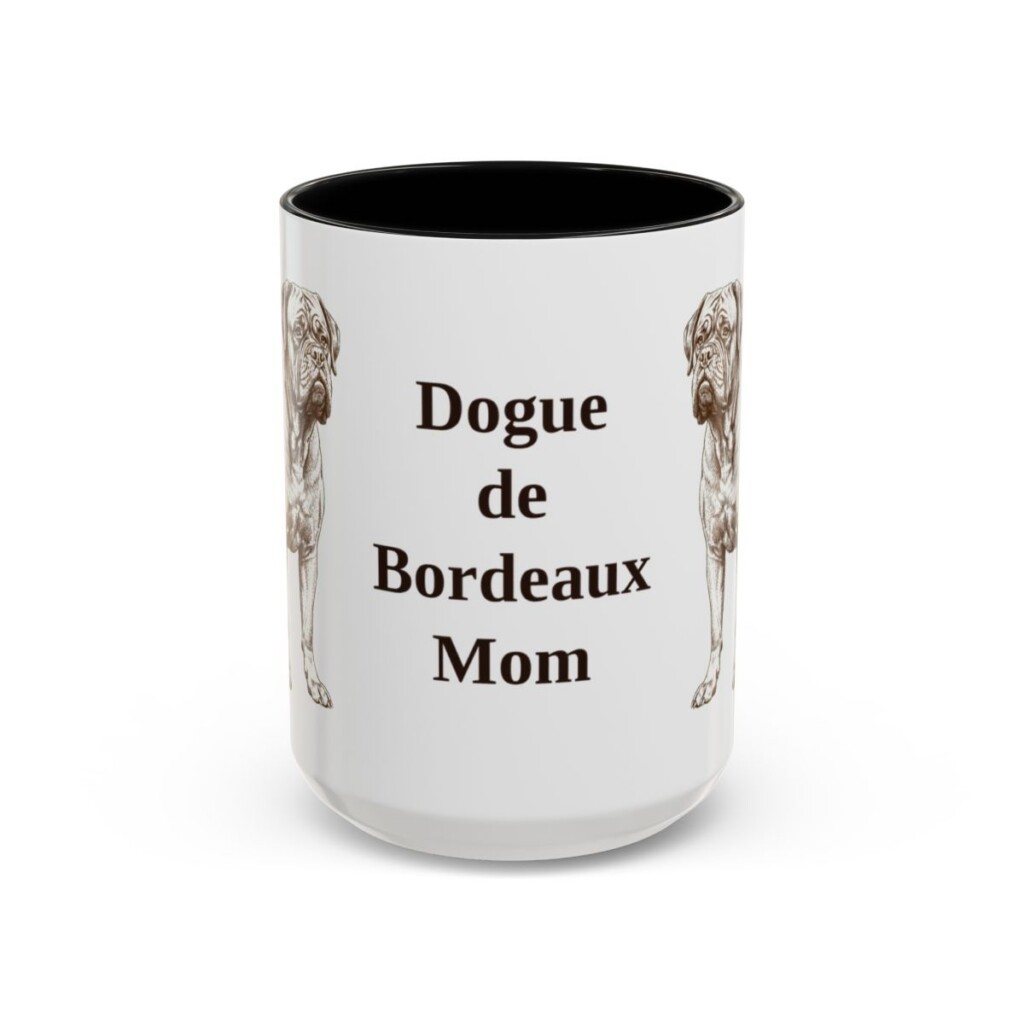 15oz Dogue de Bordeaux Dog Mom Mug, Black, front view