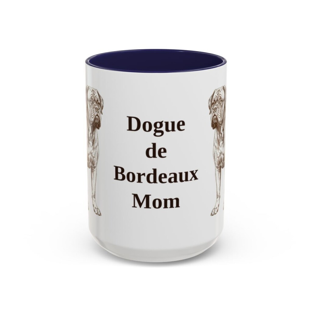 15oz Dogue de Bordeaux Dog Mom Mug, Navy, front view
