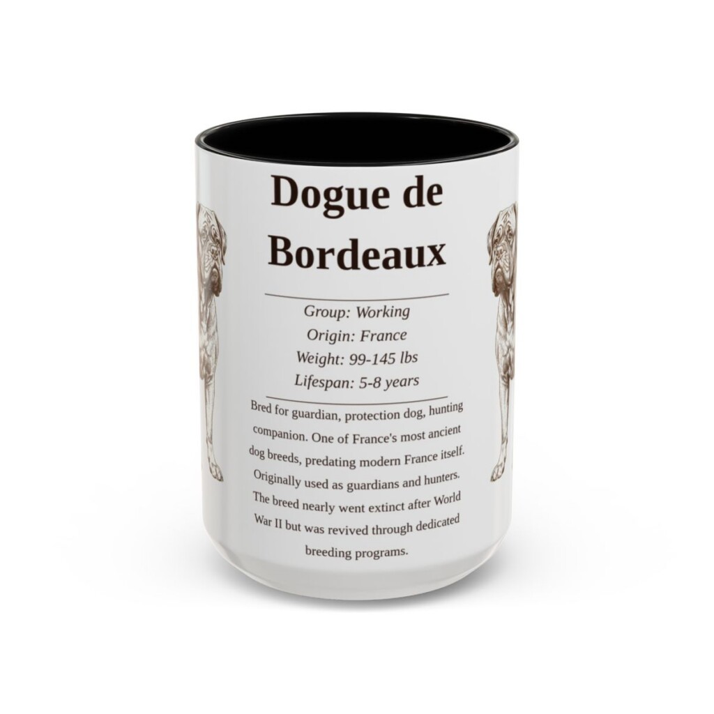 15oz Dogue de Bordeaux Mug, Black, front view
