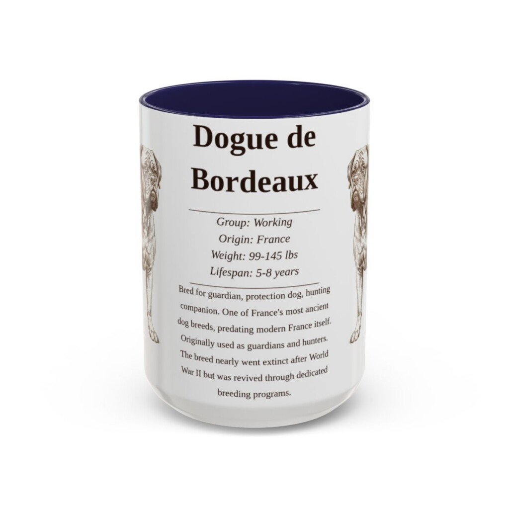 15oz Dogue de Bordeaux Mug, Navy, front view
