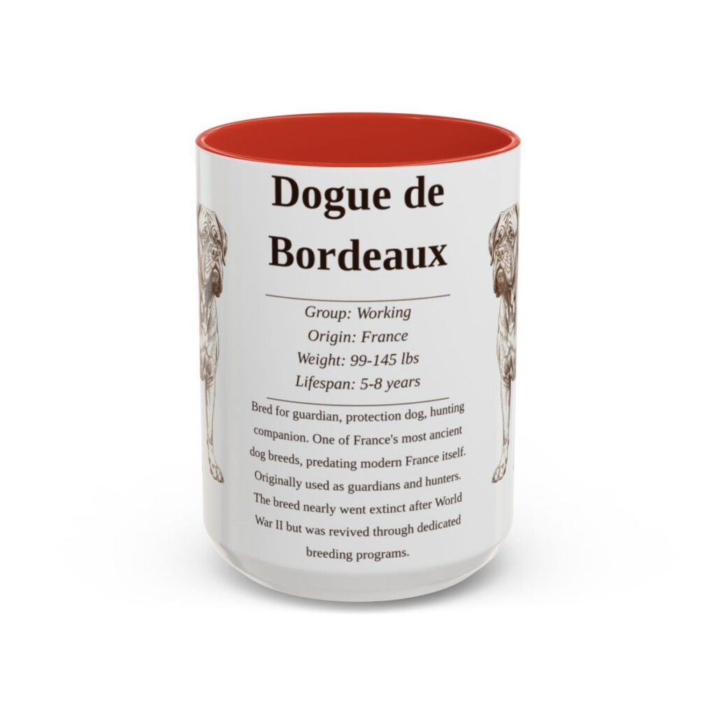 15oz Dogue de Bordeaux Mug, Red, front view