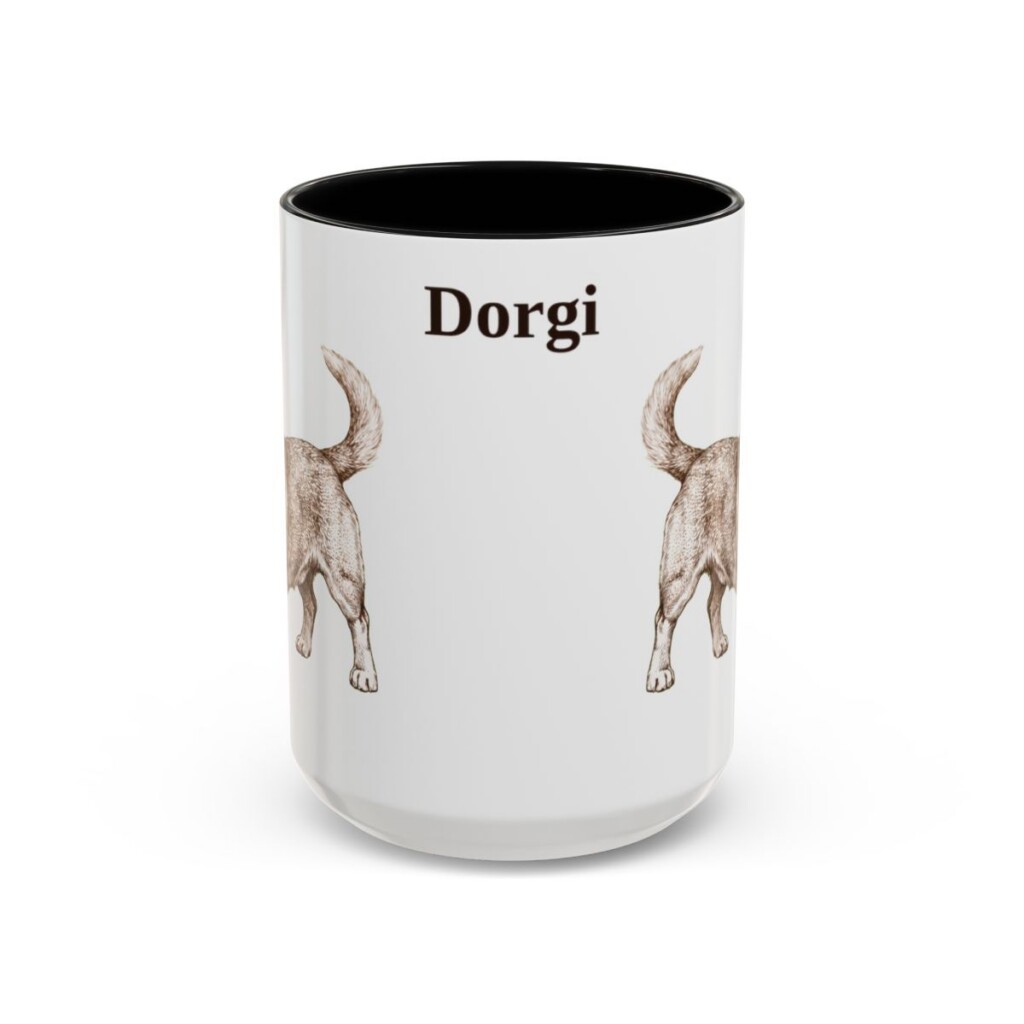 15oz Dorgi Mug, Black, front view