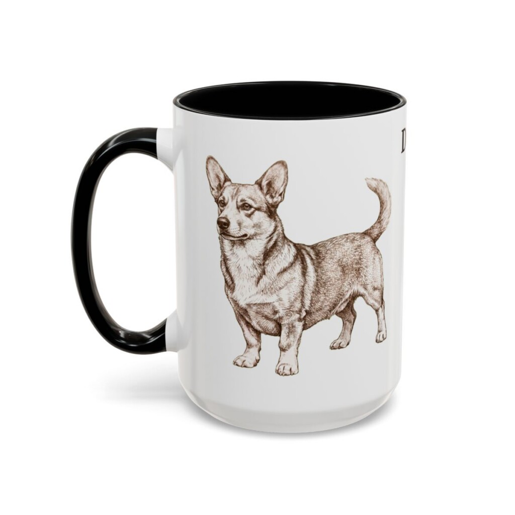15oz Dorgi Mug, Black, left side view