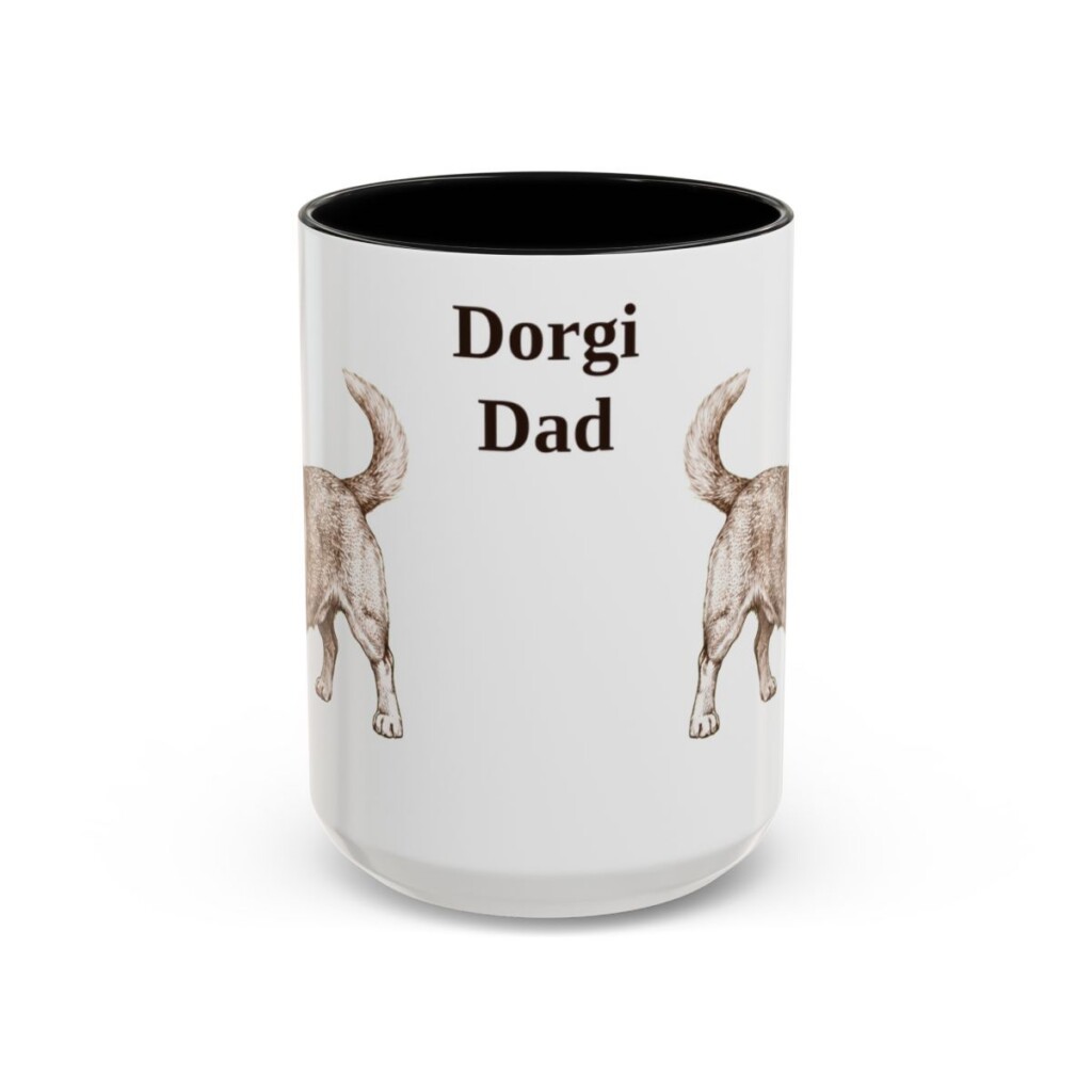 15oz Dorgi Dog Dad Mug, Black, front view