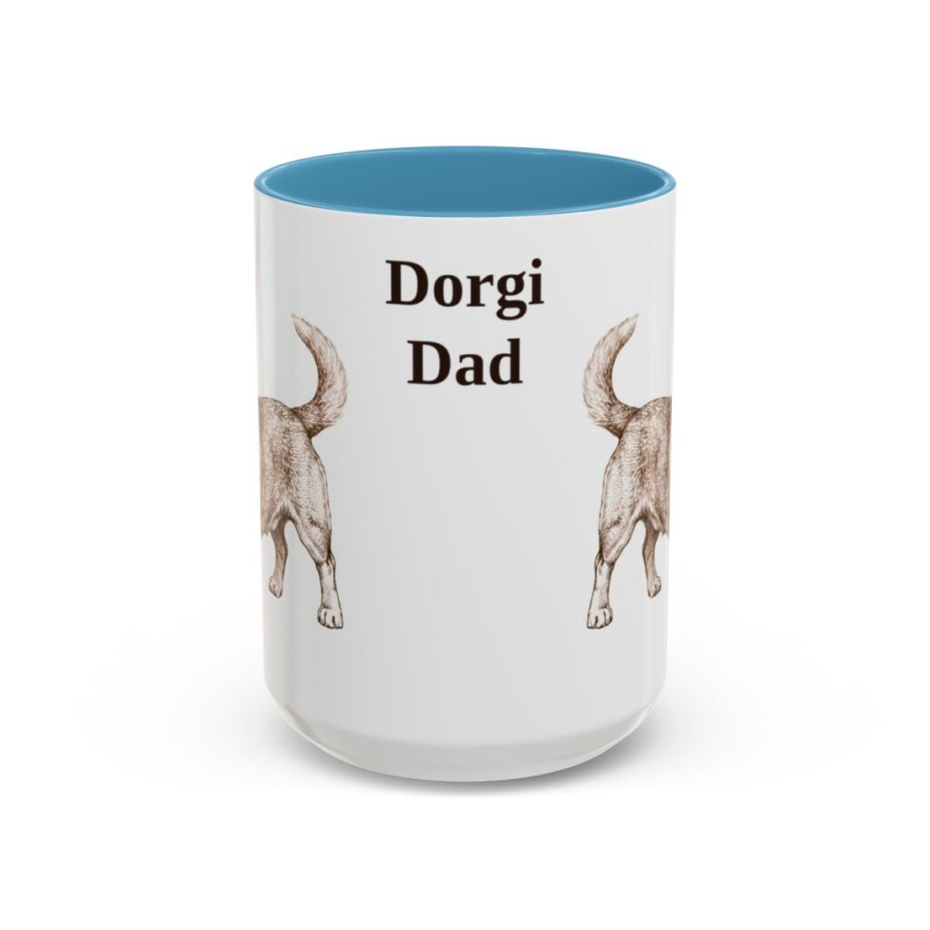 15oz Dorgi Dog Dad Mug, Light Blue, front view