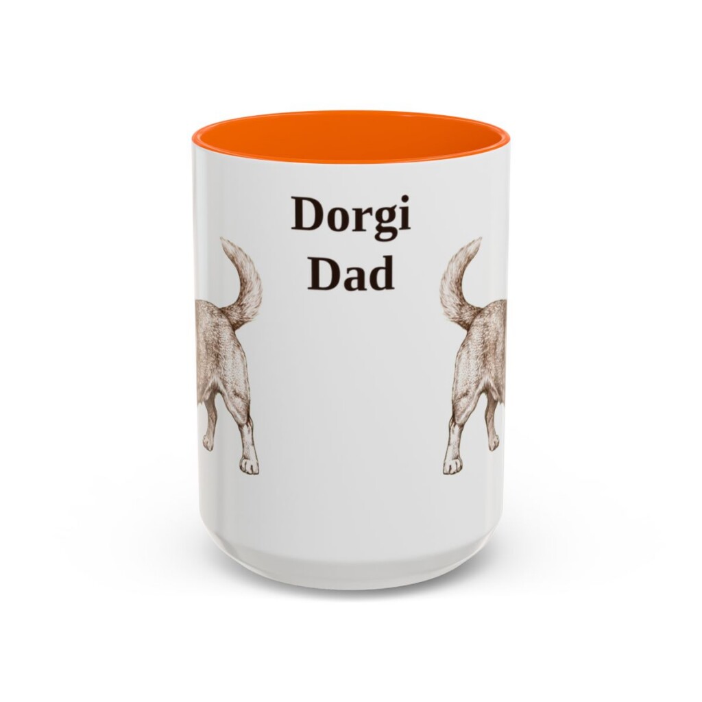 15oz Dorgi Dog Dad Mug, Orange, front view