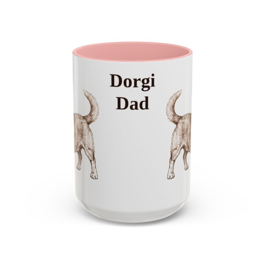 15oz Dorgi Dog Dad Mug, Pink, front view