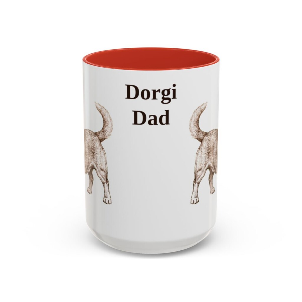 15oz Dorgi Dog Dad Mug, Red, front view