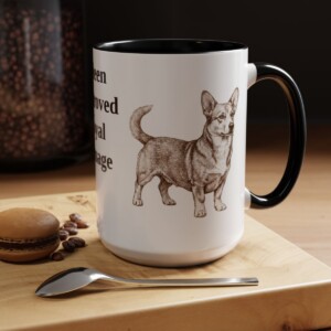 15oz Funny Dorgi Mug, Black, lifestyle photo