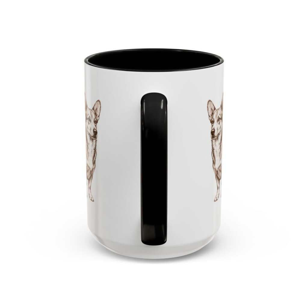 15oz Funny Dorgi Mug, Black, back view