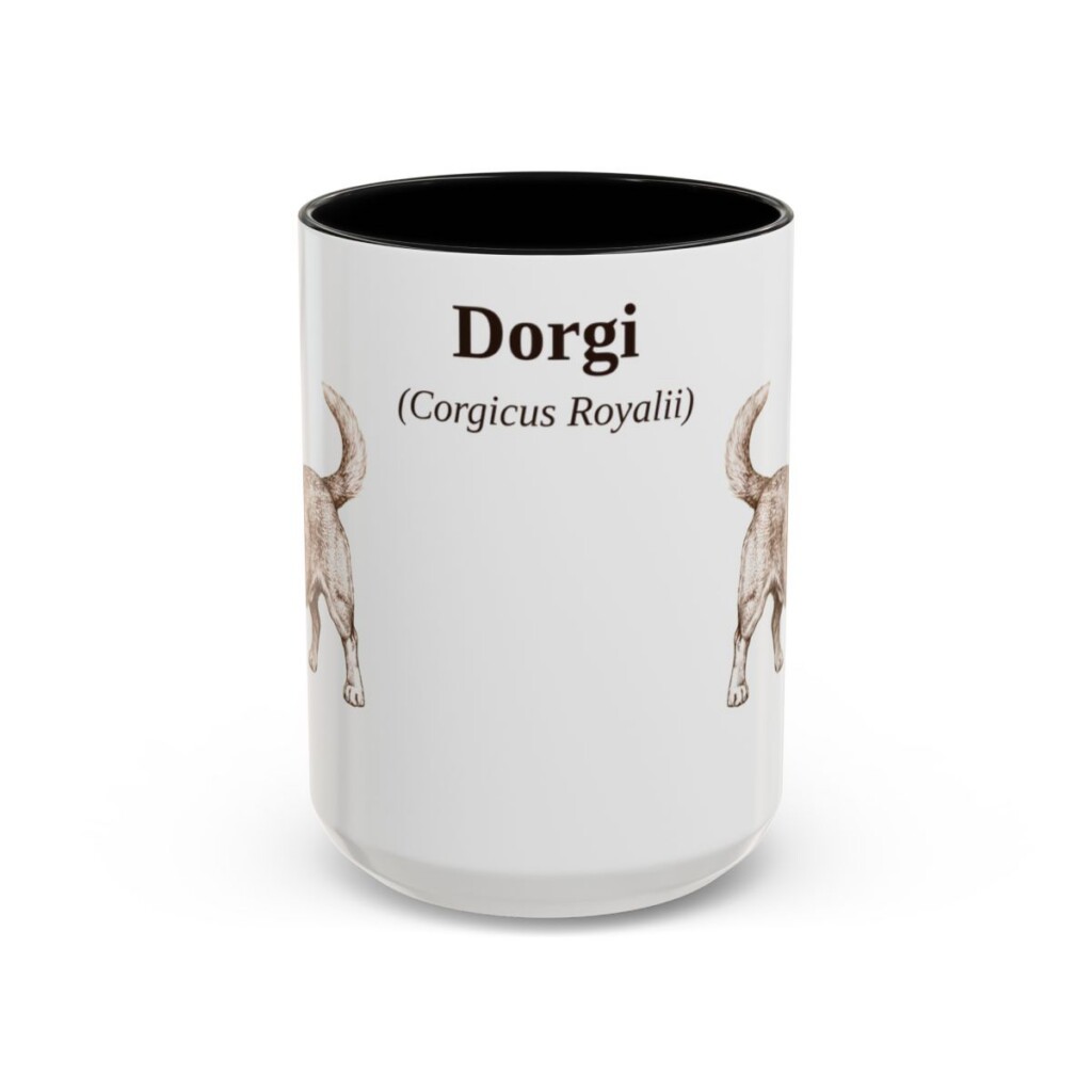 15oz Dorgi Latin Mug, Black, front view