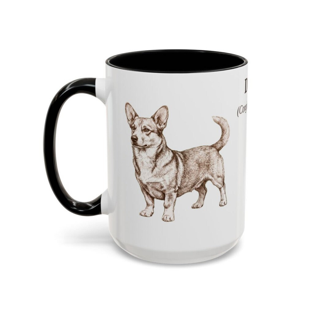 15oz Dorgi Latin Mug, Black, left side view