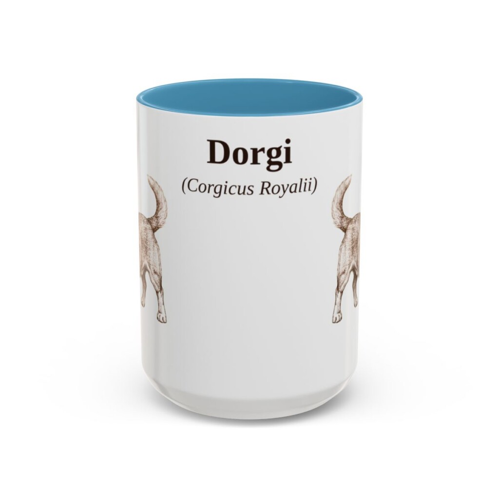 15oz Dorgi Latin Mug, Light Blue, front view