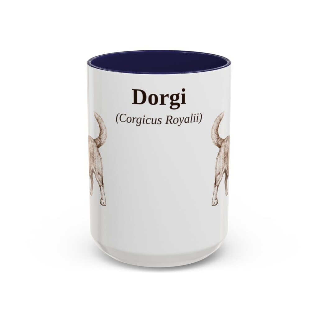 15oz Dorgi Latin Mug, Navy, front view