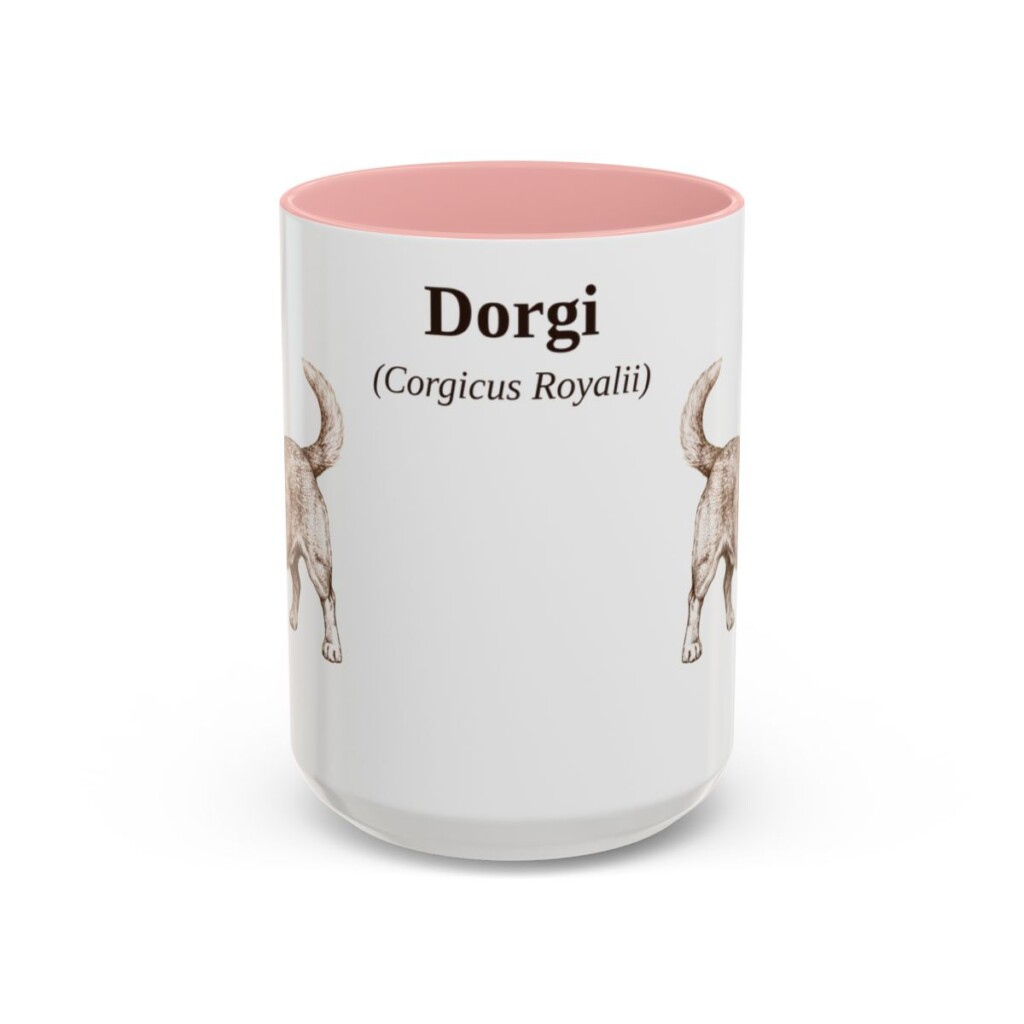 15oz Dorgi Latin Mug, Pink, front view