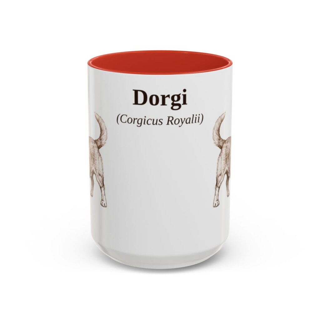 15oz Dorgi Latin Mug, Red, front view