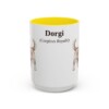 15oz Dorgi Latin Mug, Yellow, front view