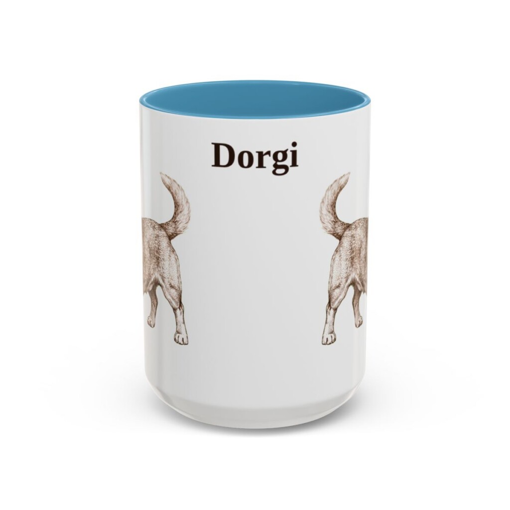 15oz Dorgi Mug, Light Blue, front view
