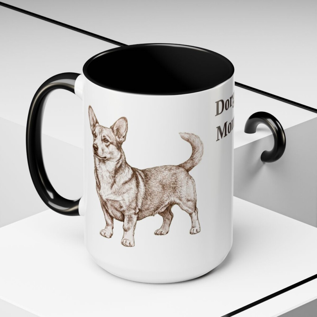 15oz Dorgi Dog Mom Mug, Black, lifestyle photo