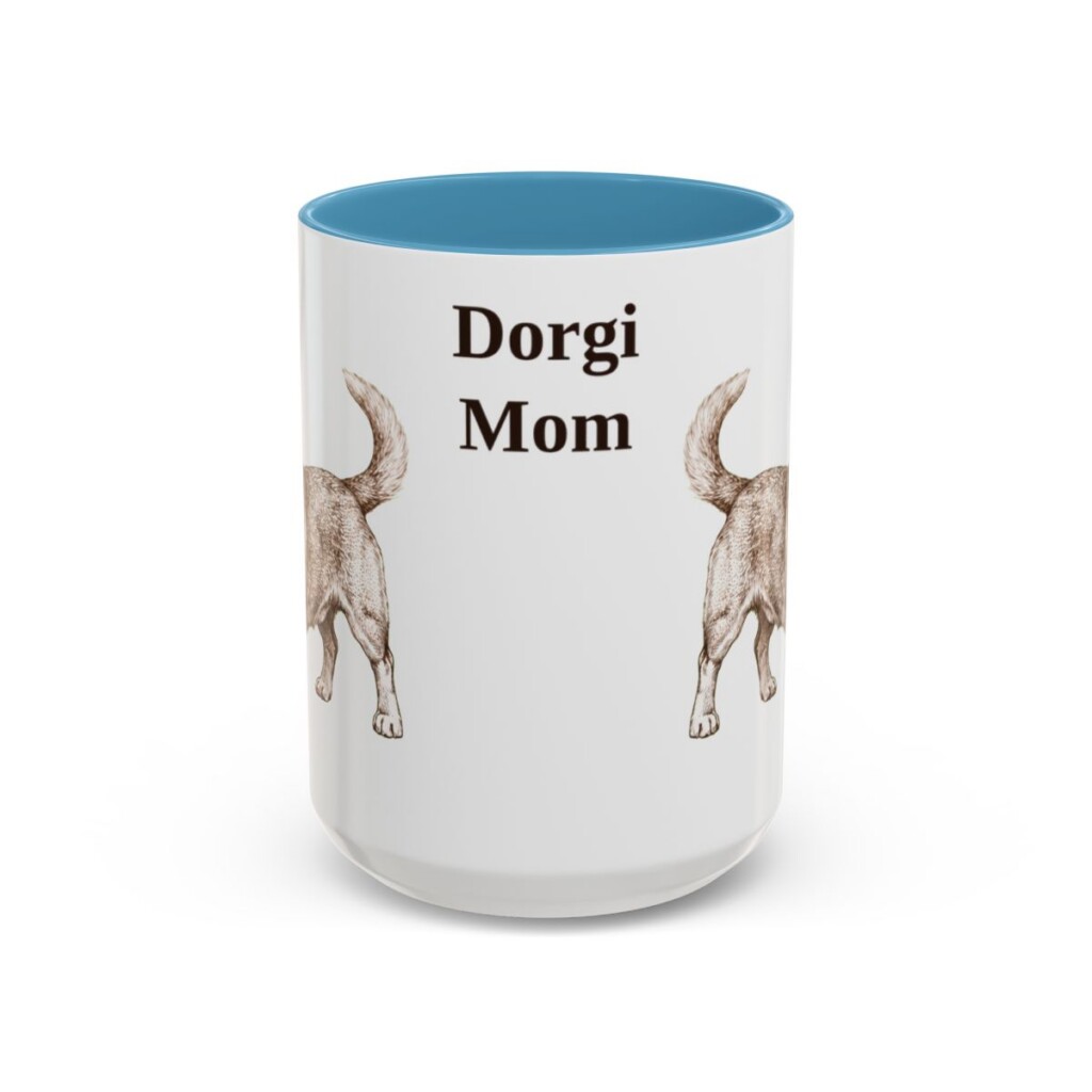 15oz Dorgi Dog Mom Mug, Light Blue, front view