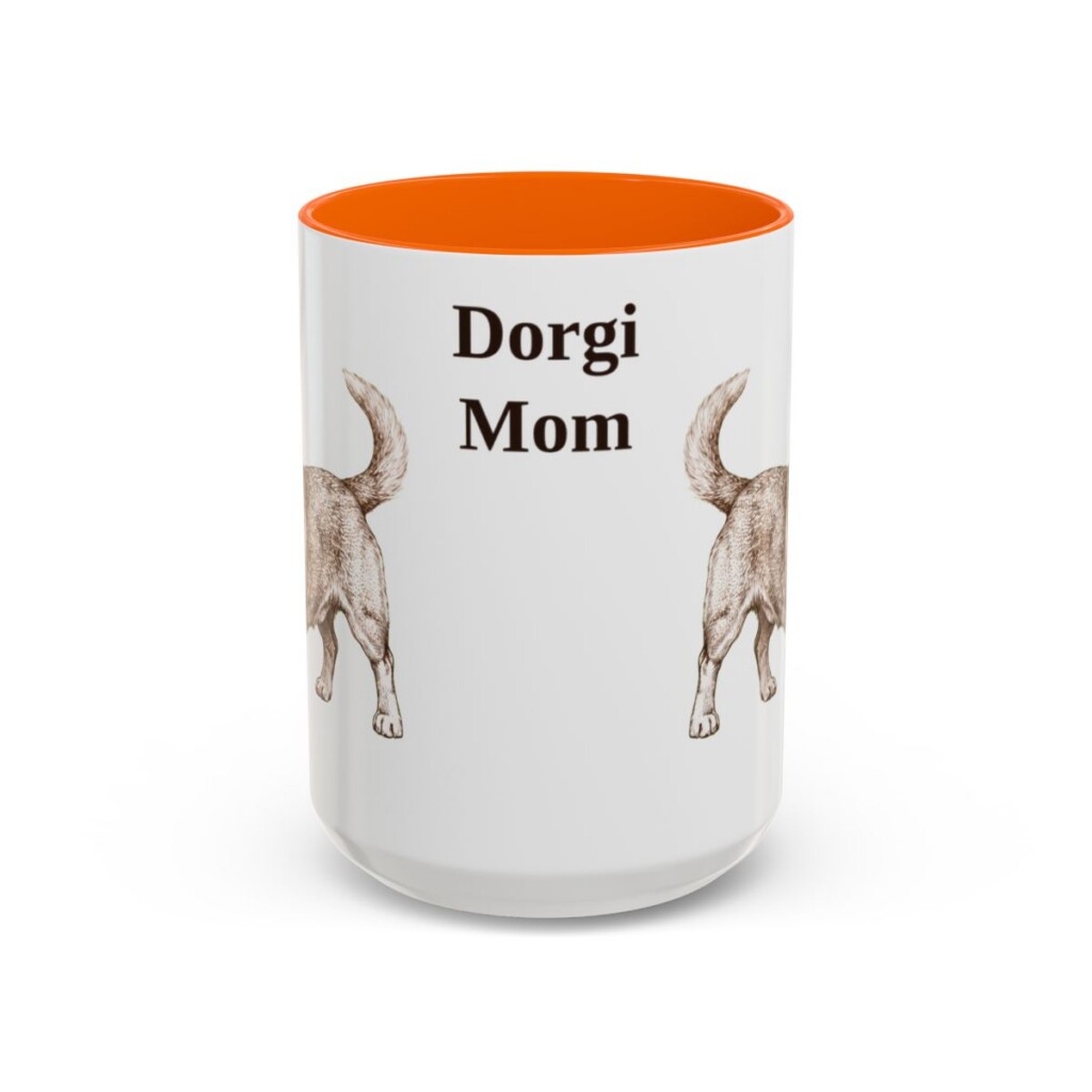 15oz Dorgi Dog Mom Mug, Orange, front view