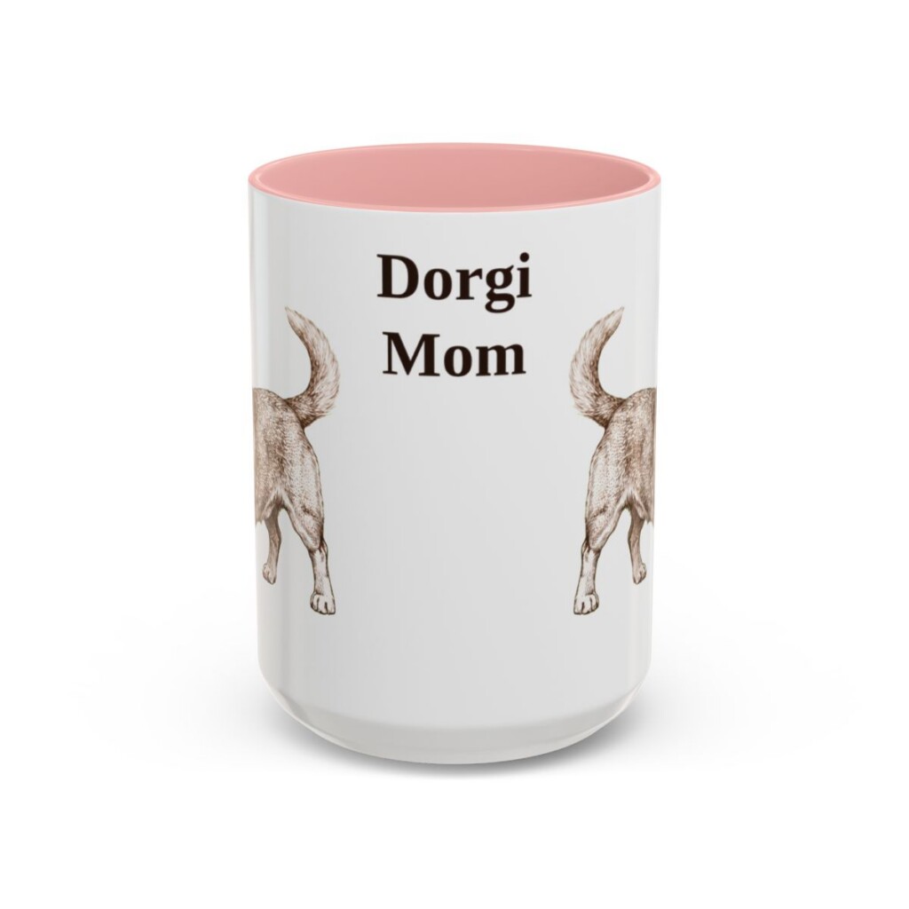 15oz Dorgi Dog Mom Mug, Pink, front view