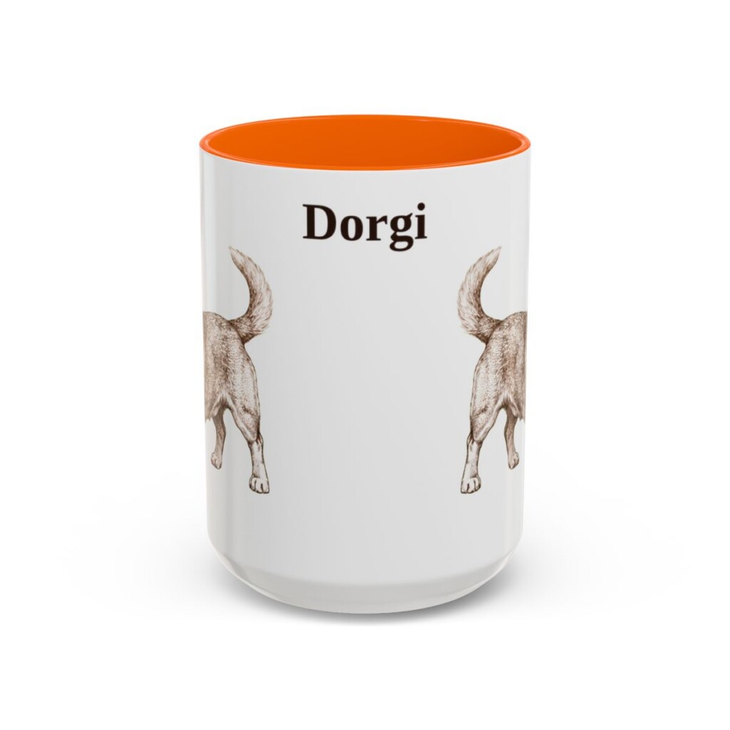 15oz Dorgi Mug, Orange, front view