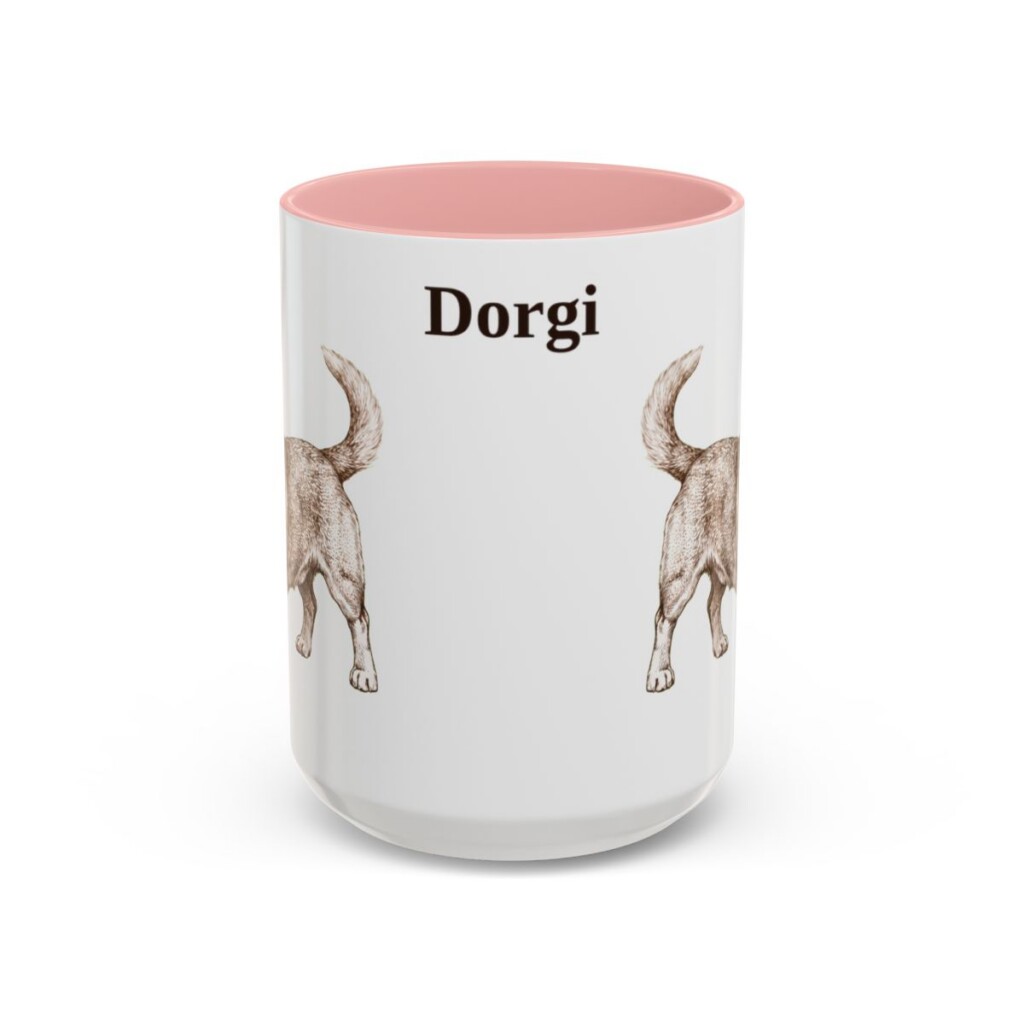 15oz Dorgi Mug, Pink, front view