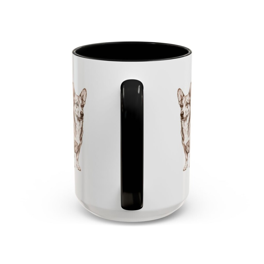 15oz Dorgi Mug, Black, back view