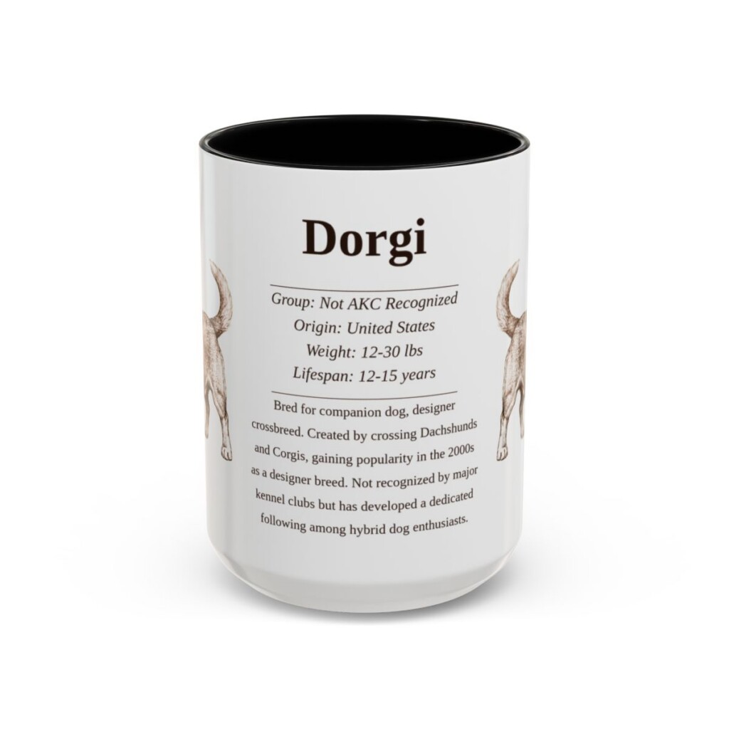 15oz Dorgi Mug, Black, front view