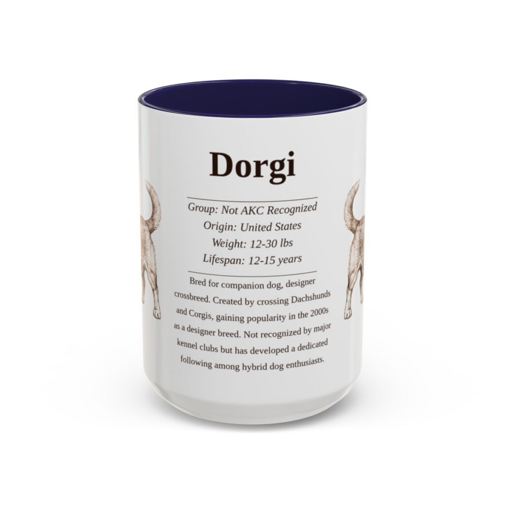 15oz Dorgi Mug, Navy, front view
