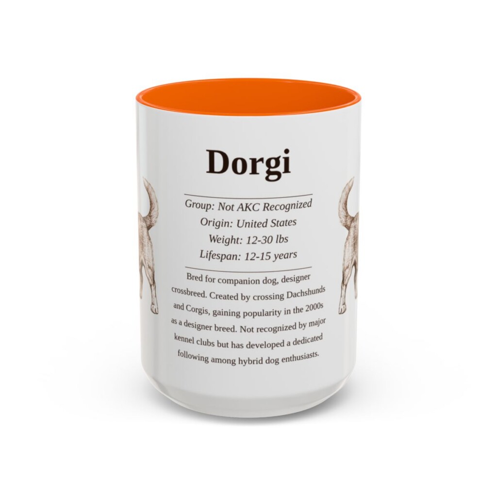 15oz Dorgi Mug, Orange, front view