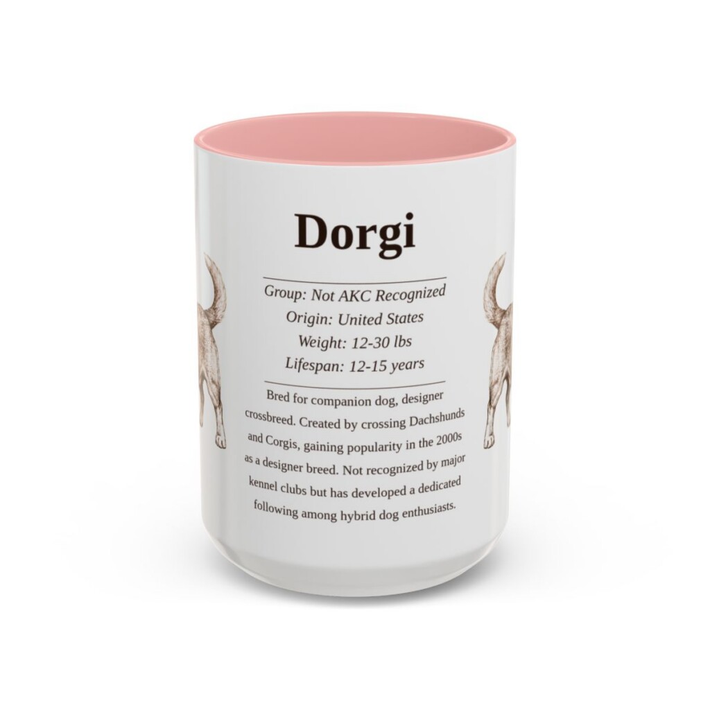 15oz Dorgi Mug, Pink, front view