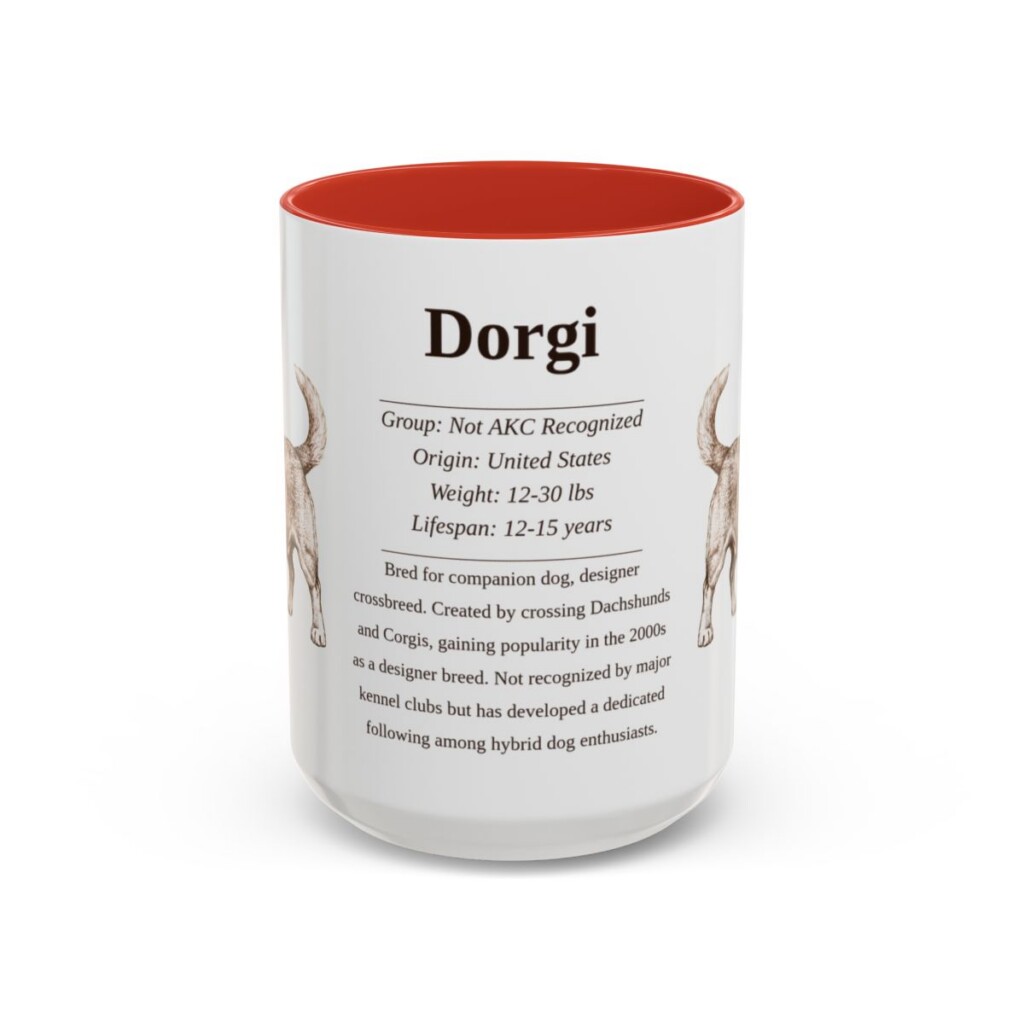 15oz Dorgi Mug, Red, front view