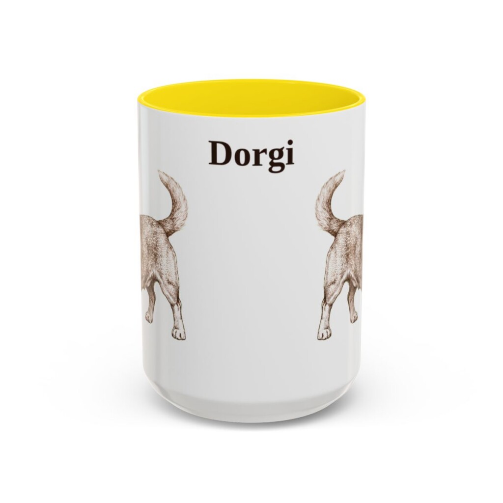 15oz Dorgi Mug, Yellow, front view