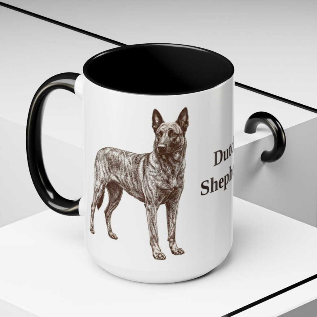 15oz Dutch Shepherd Mug, Black, lifestyle photo